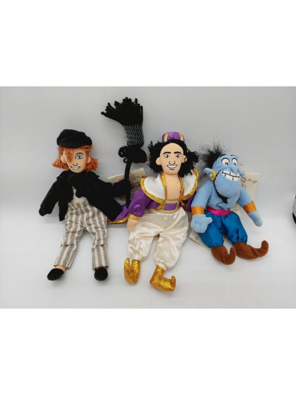 Disney Store Prince Aladdin Genie And Bert Bean Bag Plush 9" Lot Of 3 Vintage
